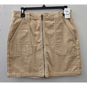 *NEW w/Tags Hollister Mini Skirt Size 9 Ultra High Rise Front Zip Corduroy Tan